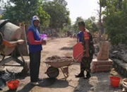 Babinsa Koramil Gondang Inisiasi Pembangunan Talud Jalan di Tegalrejo, Warga Apresiasi