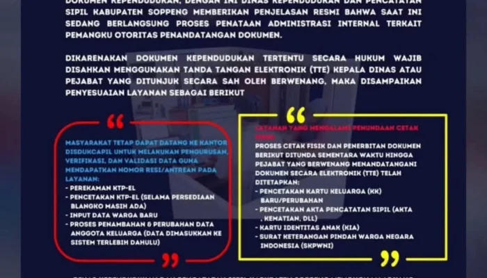Penyesuaian Status Kadis Dukcapil Soppeng dan Ujian Transparansi Tata Kelola Birokrasi