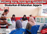 Bantuan Beras Periode Juli–September Disalurkan di Kelurahan Jeppe’e